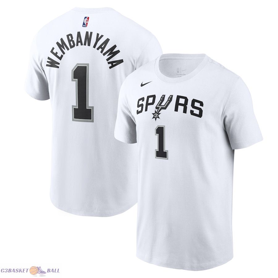 Men's San Antonio Spurs Victor Wembanyama White Icon 2022/23 Name & Number T-Shirt