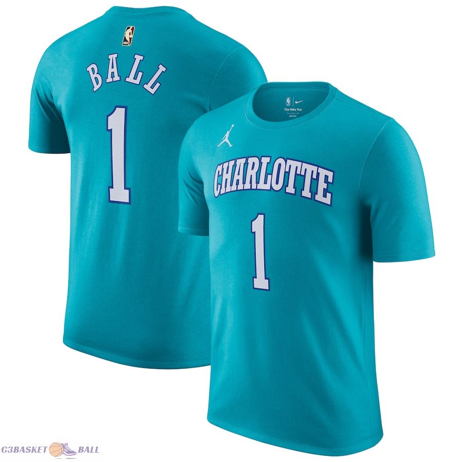 Men's Charlotte Hornets LaMelo Ball Jordan Brand Teal 2023/24 Classic Edition Name & Number T-Shirt