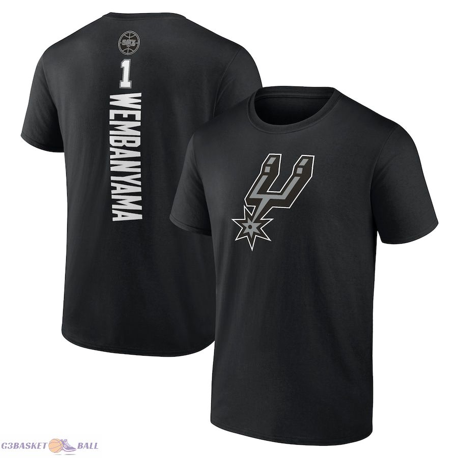 Men's San Antonio Spurs Victor Wembanyama Black Playmaker Name & Number T-Shirt