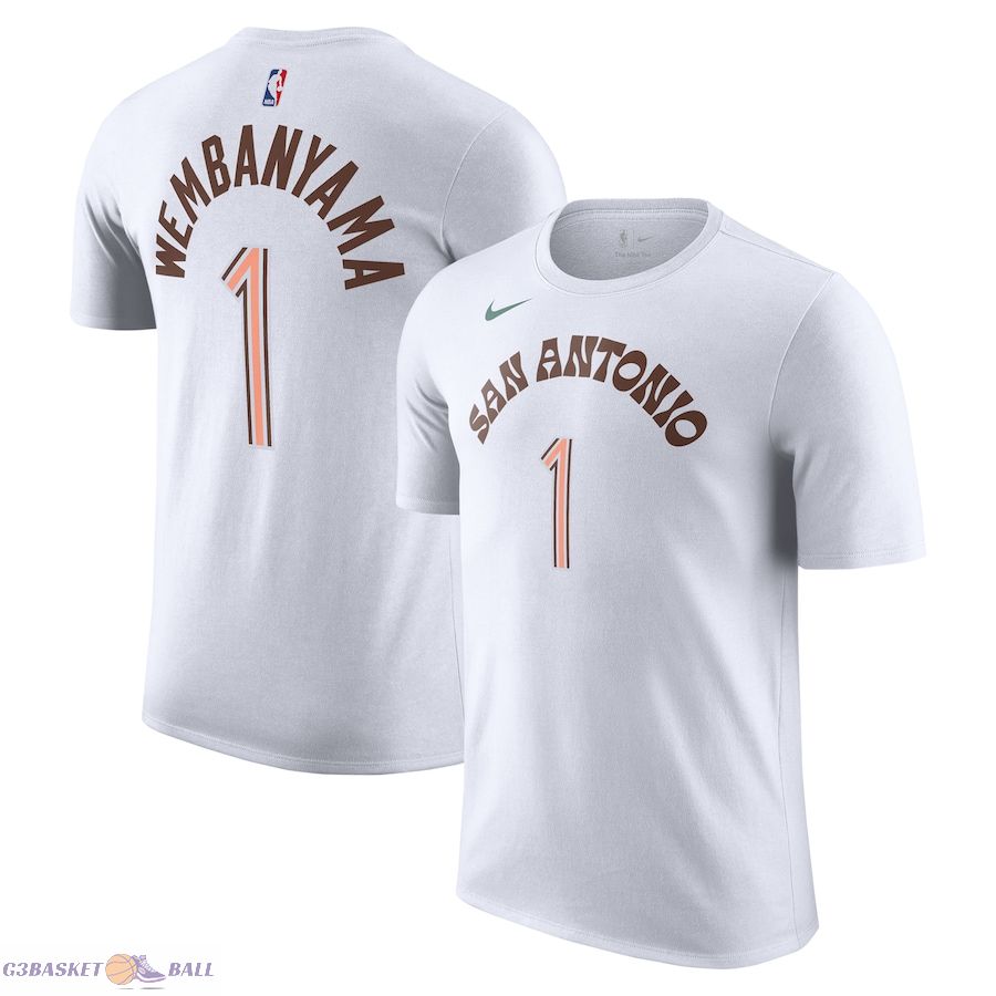 Men's San Antonio Spurs Victor Wembanyama White 2023/24 City Edition Name & Number T-Shirt