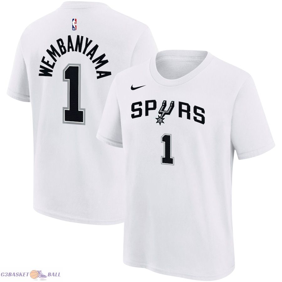 Youth San Antonio Spurs Victor Wembanyama White Name & Number Association T-Shirt