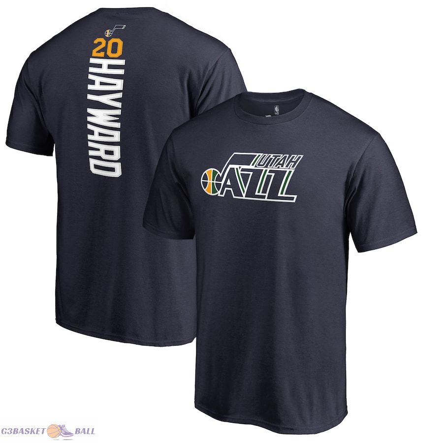 Men's Utah Jazz Gordon Hayward Navy Backer Name & Number T-Shirt