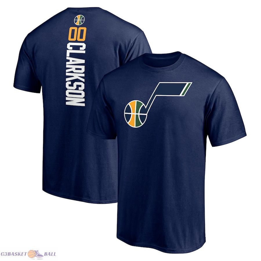 Men's Utah Jazz Jordan Clarkson Navy Playmaker Name & Number T-Shirt