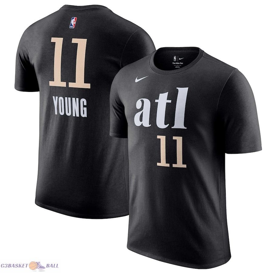 Men's Atlanta Hawks Trae Young Black 2023/24 City Edition Name & Number T-Shirt