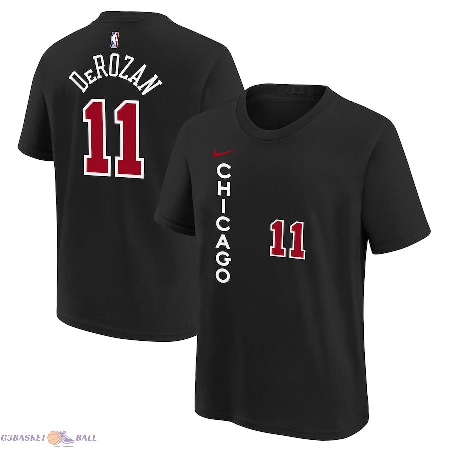 Youth Chicago Bulls DeMar DeRozan Black 2023/24 City Edition Name & Number T-Shirt