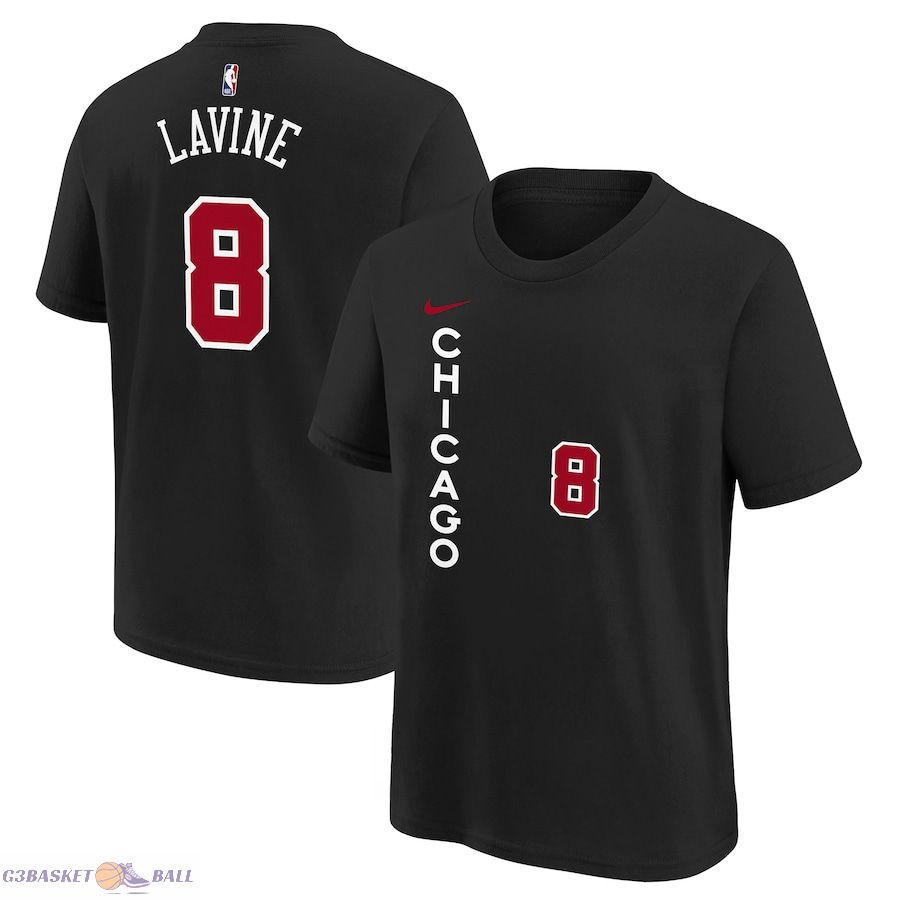 Youth Chicago Bulls Zach LaVine Black 2023/24 City Edition Name & Number T-Shirt