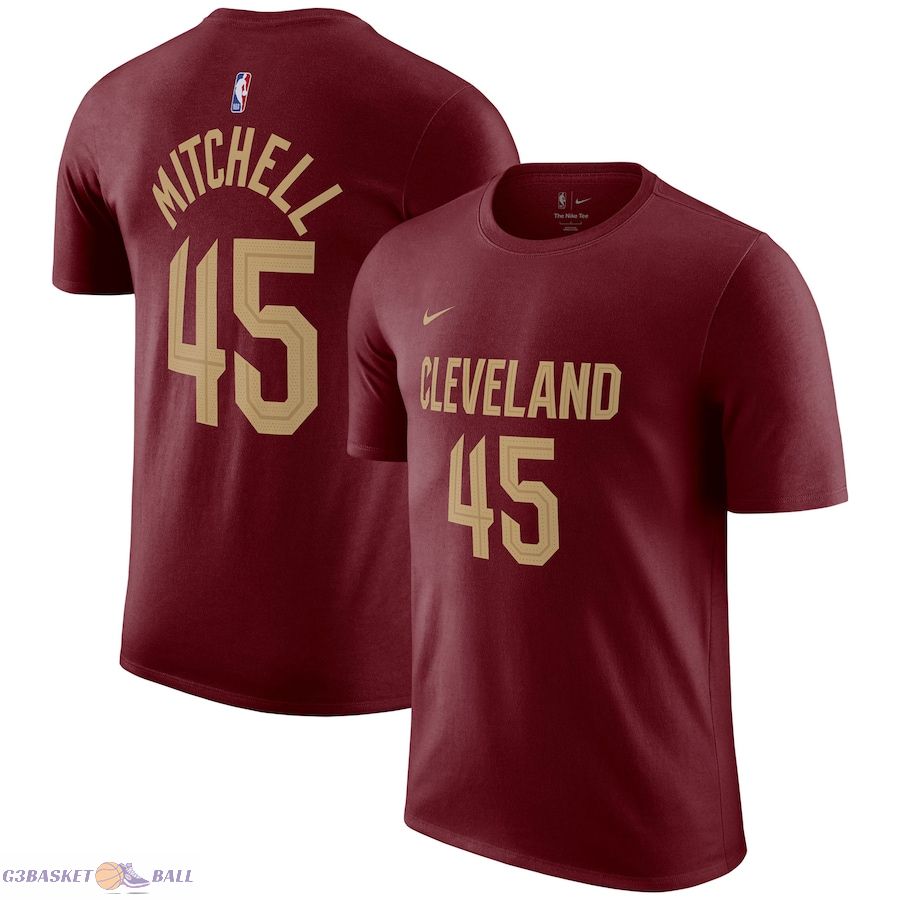 Men's Cleveland Cavaliers Donovan Mitchell Burgundy Icon 2022/23 Name & Number T-Shirt