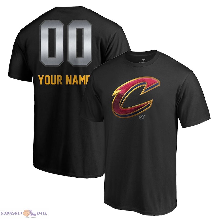 Men's Cleveland Cavaliers Black Midnight Mascot Personalized Name & Number T-Shirt