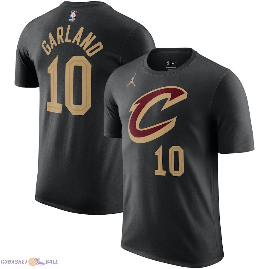 Men's Cleveland Cavaliers Darius Garland Jordan Brand Black 2022/23 Statement Edition Name & Number T-Shirt