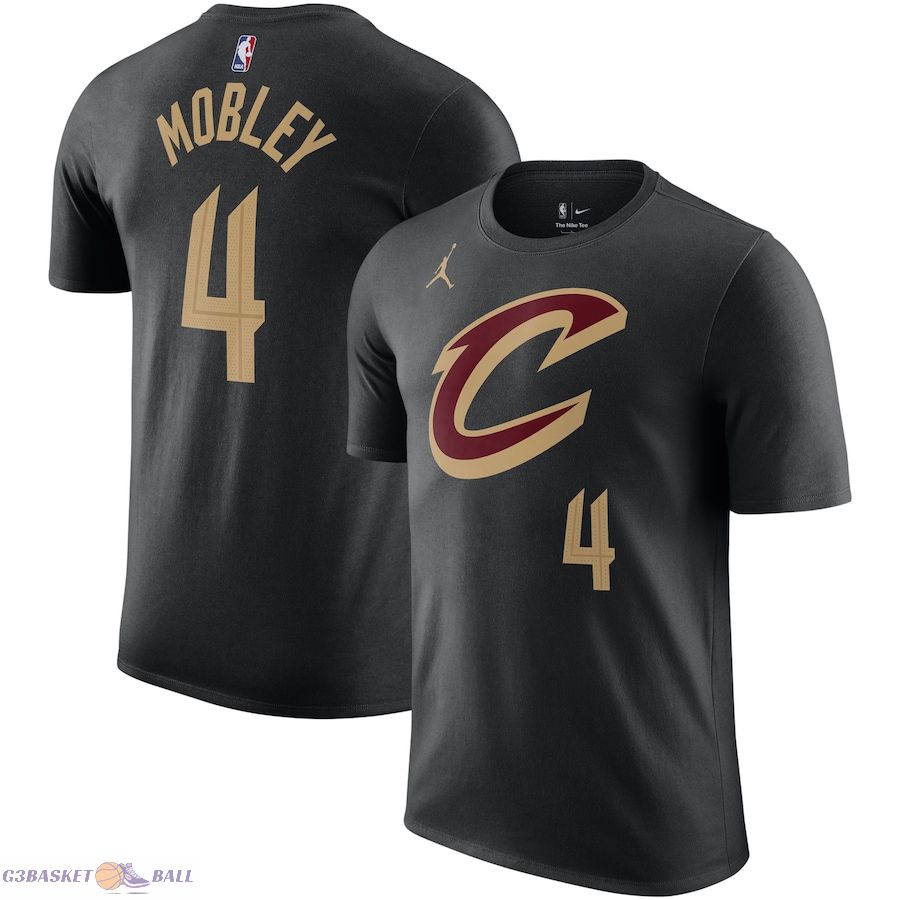 Men's Cleveland Cavaliers Evan Mobley Jordan Brand Black 2022/23 Statement Edition Name & Number T-Shirt