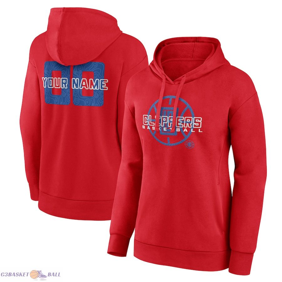 Women's LA Clippers Red Stellar Personalized Name & Number Pullover Hoodie