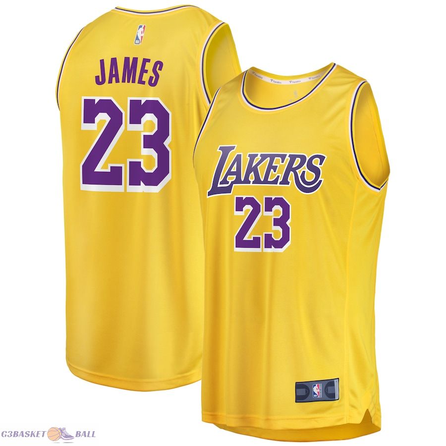 Men's Los Angeles Lakers LeBron James Fanatics Gold 2019/20 Fast Break Replica Jersey - Icon Edition