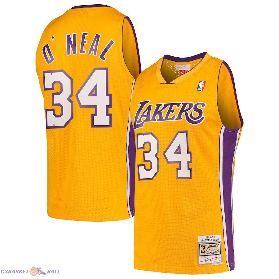 Men's Los Angeles Lakers Shaquille O'Neal Mitchell & Ness Gold Hardwood Classics Swingman Jersey