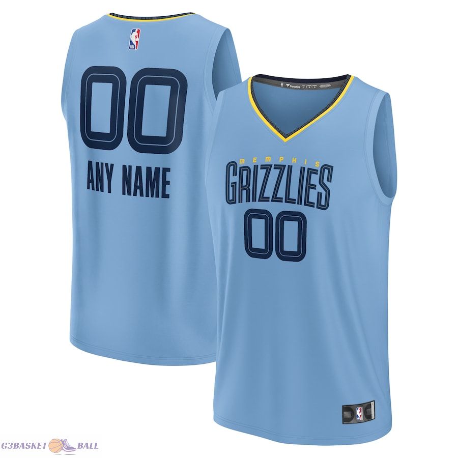 Men's Memphis Grizzlies Fanatics Light Blue Custom Fast Break Jersey - Statement Edition