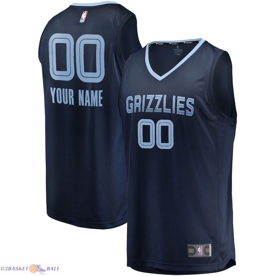 Men's Memphis Grizzlies Fanatics Navy Fast Break Custom Replica Jersey - Icon Edition