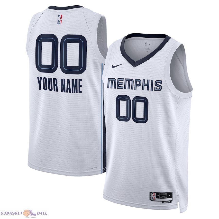 Unisex Memphis Grizzlies White Swingman Custom Jersey - Association Edition