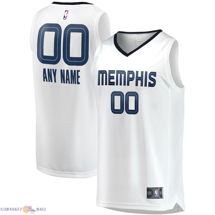 Men's Memphis Grizzlies Fanatics White Fast Break Custom Replica Jersey - Association Edition