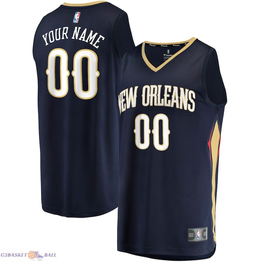 Men's New Orleans Pelicans Fanatics Navy Fast Break Custom Replica Jersey - Icon Edition