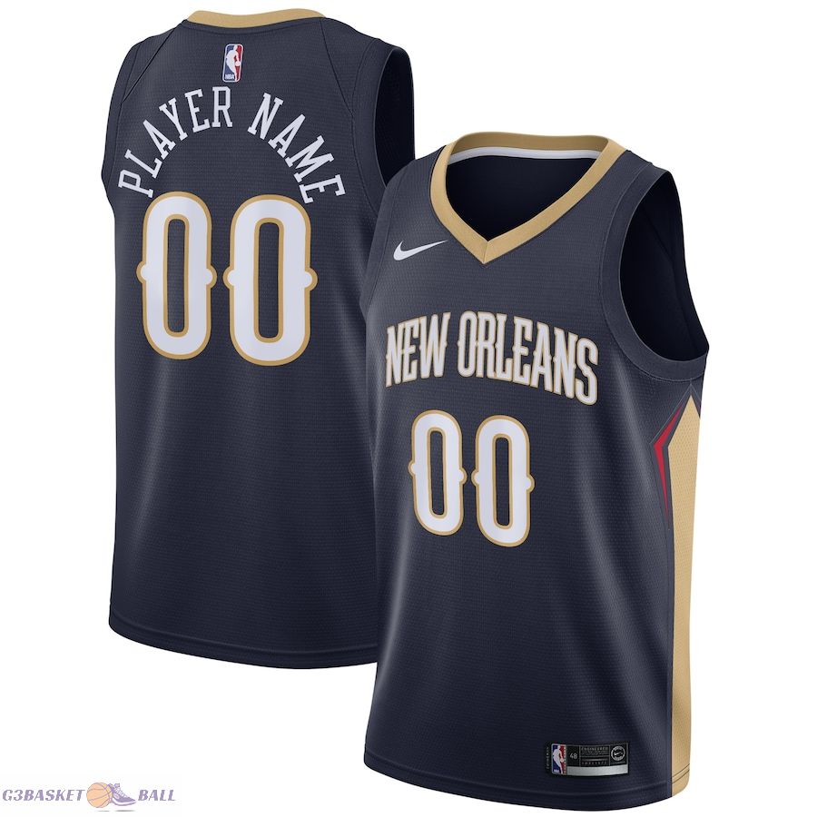 Men's New Orleans Pelicans Navy Swingman Custom Jersey - Icon Edition