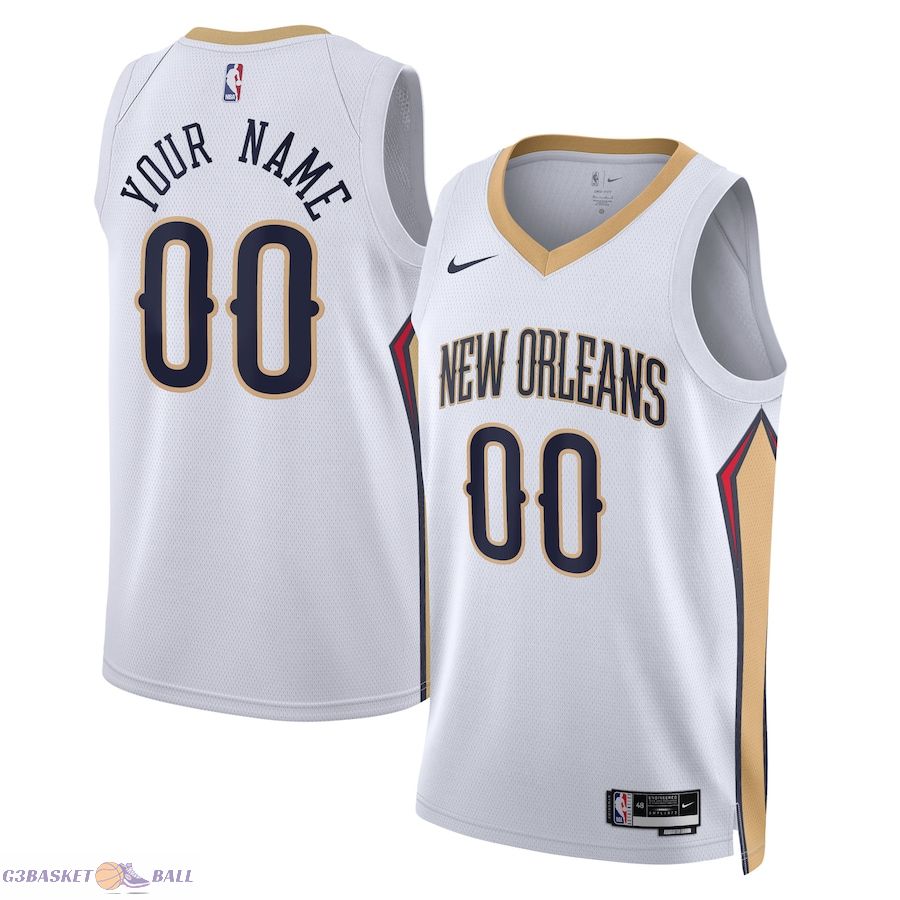 Unisex New Orleans Pelicans White Swingman Custom Jersey - Association Edition