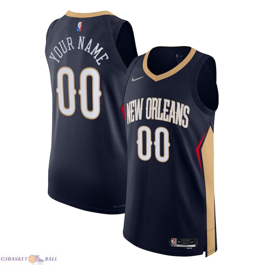 Men's New Orleans Pelicans Navy 2021/22 Diamond Authentic Custom Jersey - Icon Edition