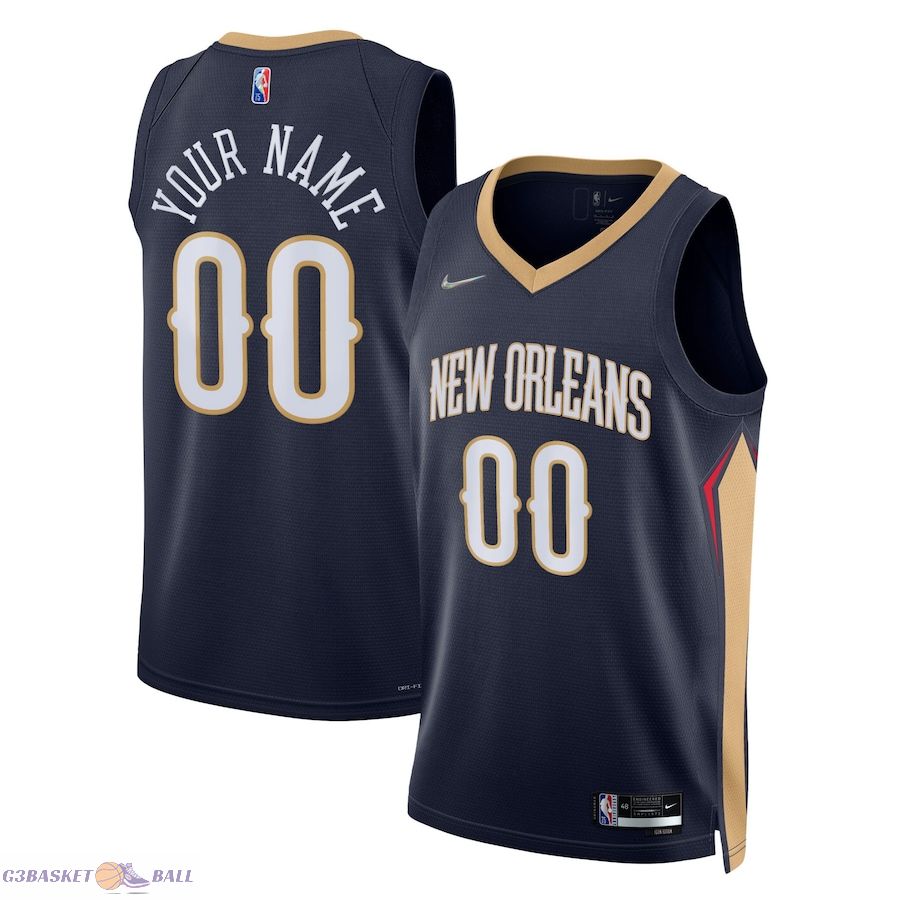 Men's New Orleans Pelicans Navy 2021/22 Diamond Swingman Custom Jersey - Icon Edition