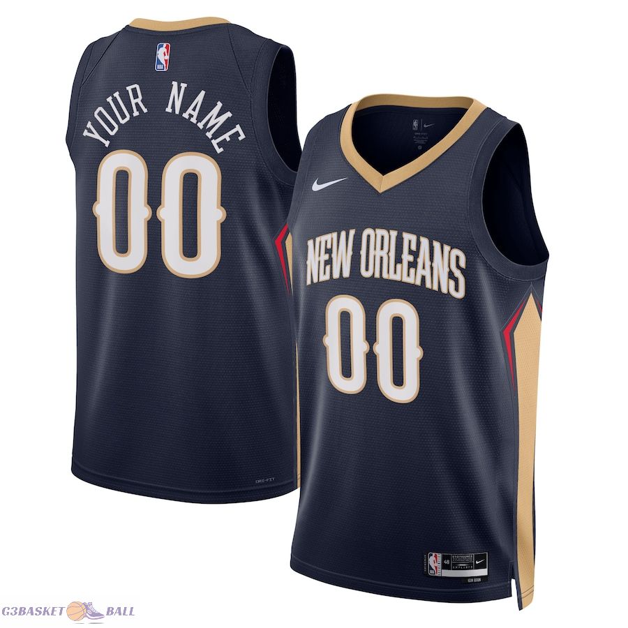 Unisex New Orleans Pelicans Navy 2022/23 Swingman Custom Jersey - Icon Edition