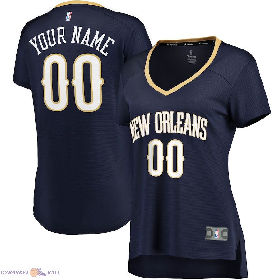 Women's New Orleans Pelicans Fanatics Navy Fast Break Custom Jersey - Icon Edition