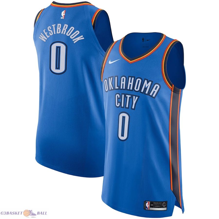 Men's Oklahoma City Thunder Russell Westbrook Blue Authentic Player Jersey - Icon Edition