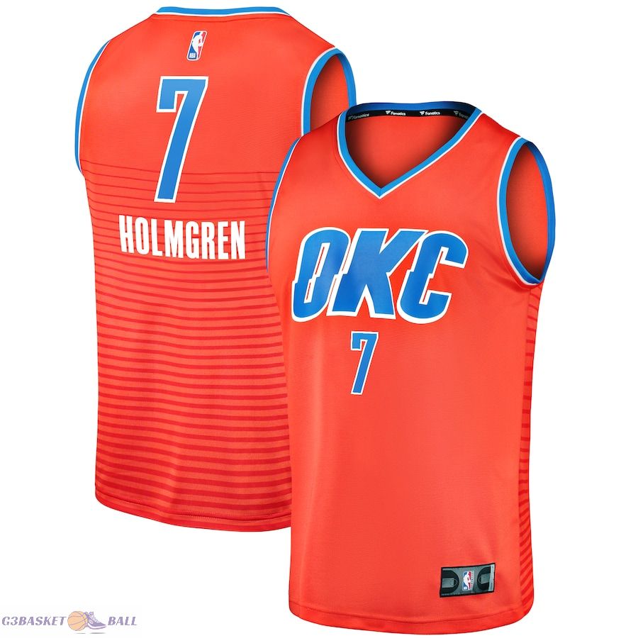 Men's Oklahoma City Thunder Chet Holmgren Fanatics Orange Fast Break Replica Player Jersey - Statement Edition