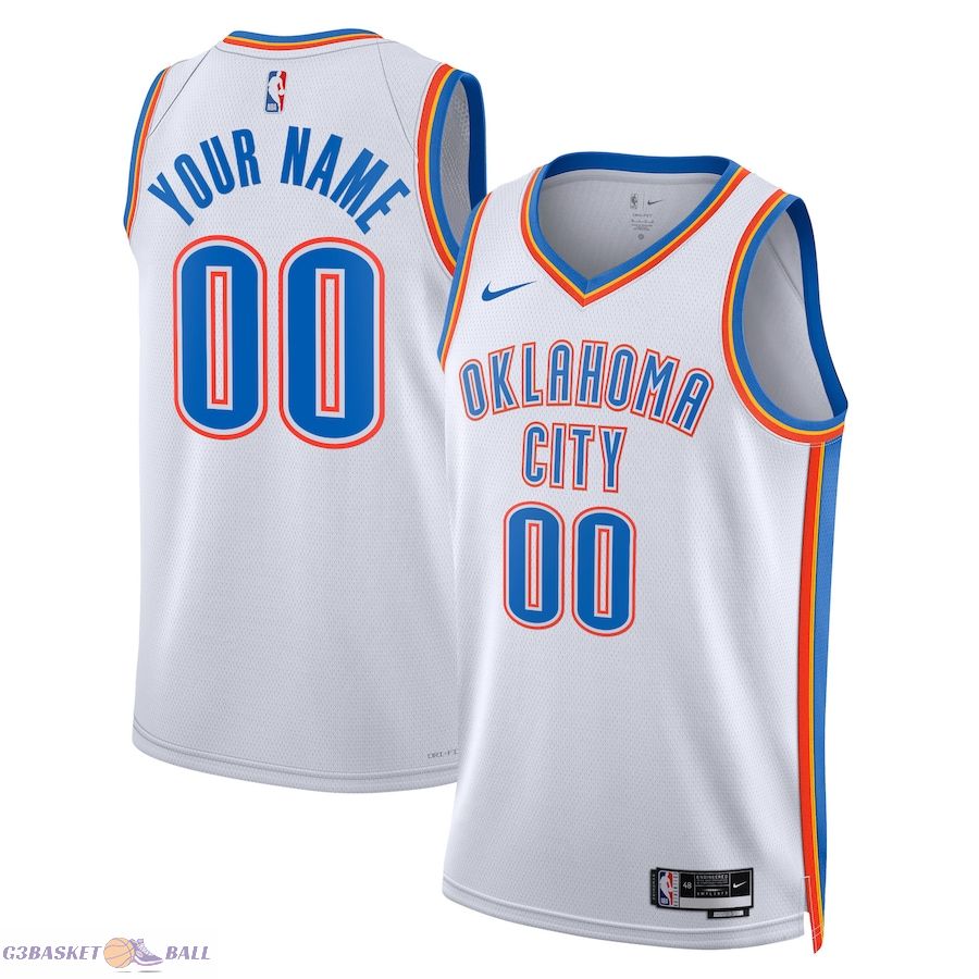 Unisex Oklahoma City Thunder White Swingman Custom Jersey - Association Edition