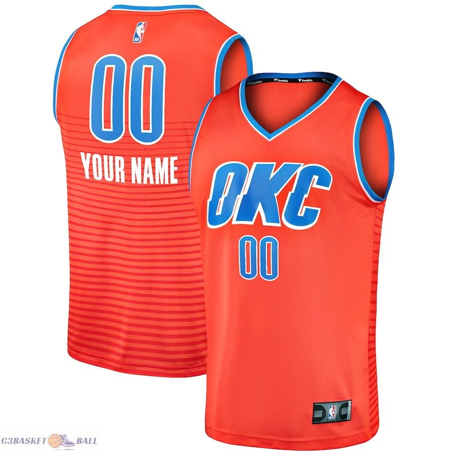 Men's Oklahoma City Thunder Fanatics Orange Fast Break Custom Replica Jersey - Statement Edition