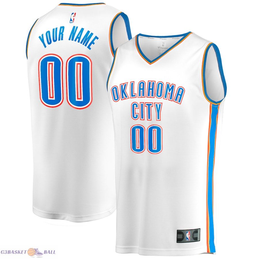 Men's Oklahoma City Thunder Fanatics White Fast Break Custom Replica Jersey - Association Edition