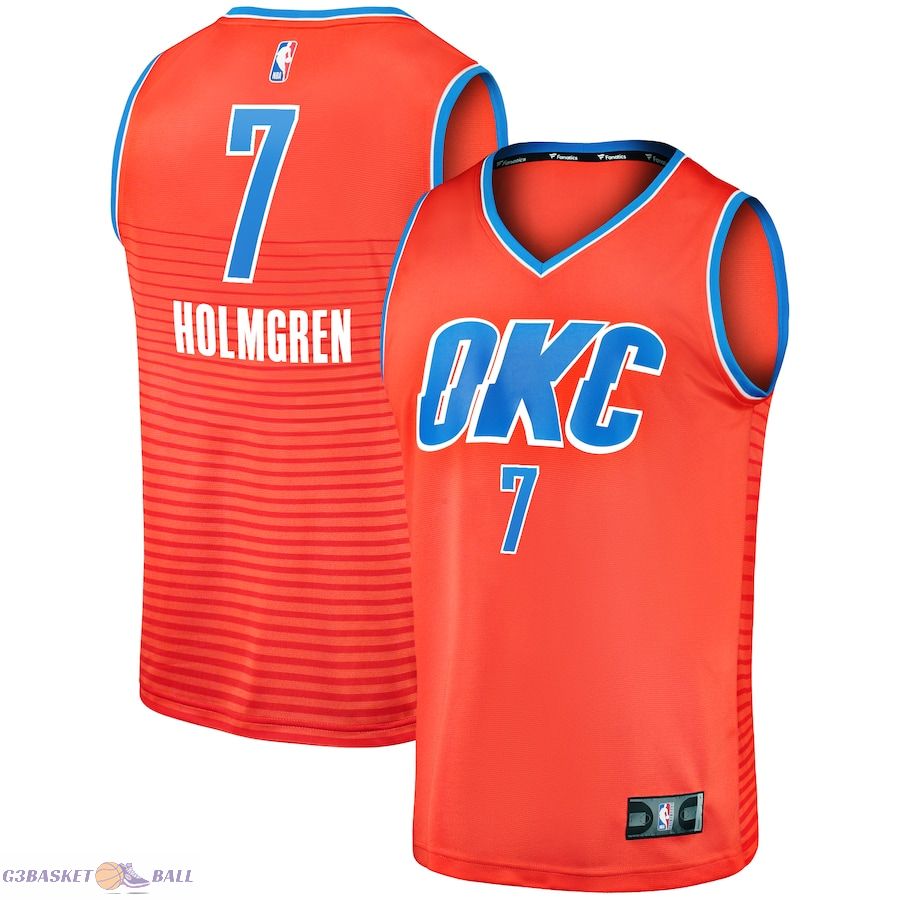 Men's Oklahoma City Thunder Chet Holmgren Fanatics Orange Fast Break Replica Player Jersey - Statement Edition