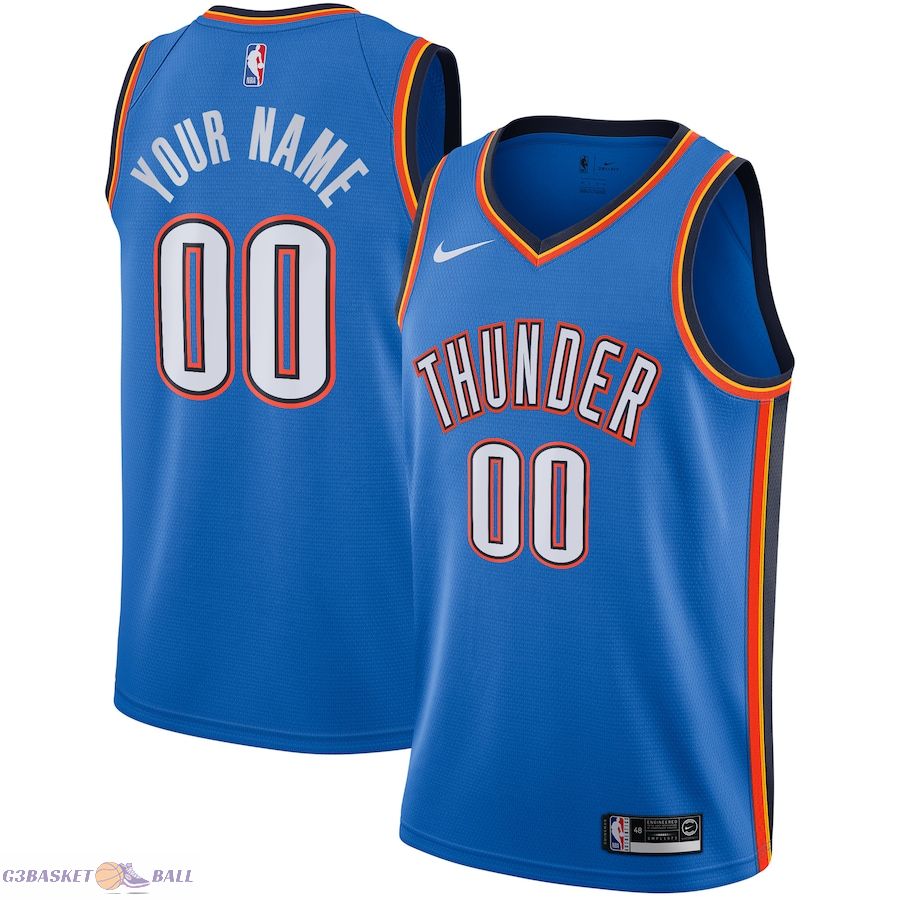 Men's Oklahoma City Thunder Blue Custom Swingman Jersey - Icon Edition