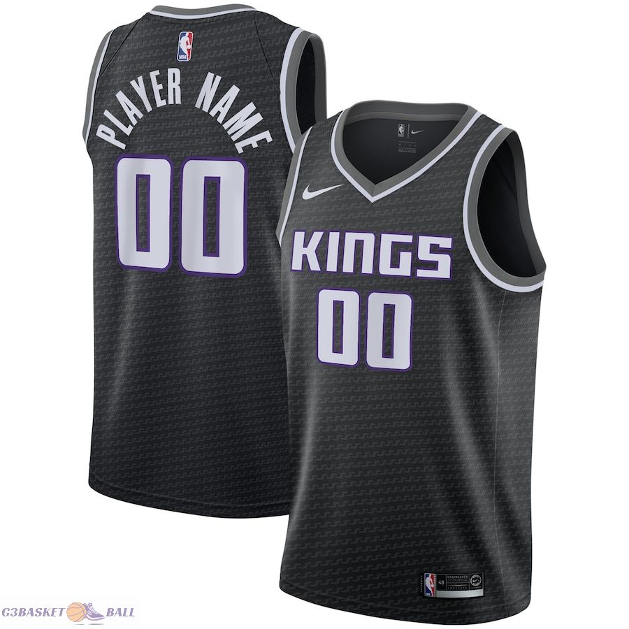 Men's Sacramento Kings Black Swingman Custom Jersey - Statement Edition