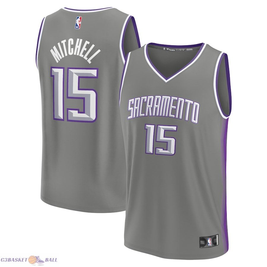 Men's Sacramento Kings Davion Mitchell Fanatics Gray Fastbreak Jersey - City Edition