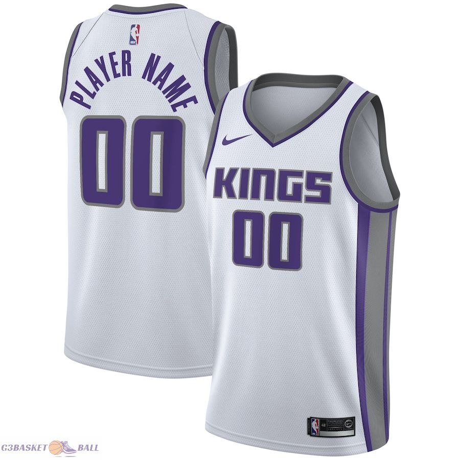 Men's Sacramento Kings White 2020/21 Swingman Custom Jersey - Association Edition