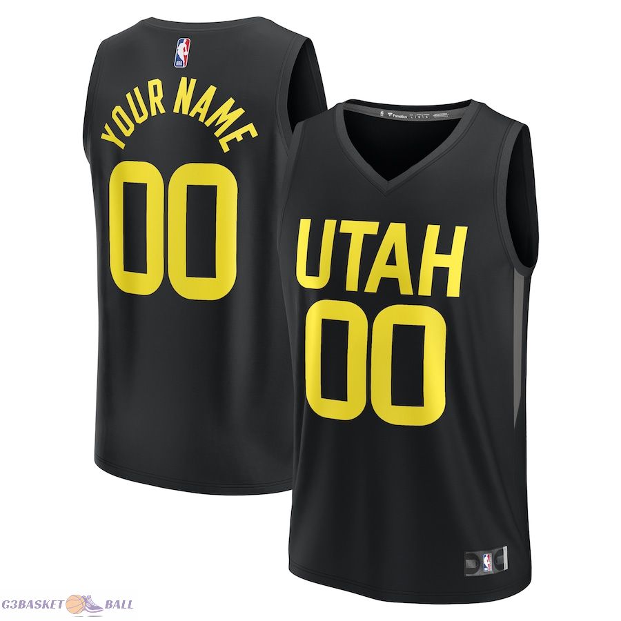 Youth Utah Jazz Fanatics Black Fast Break Replica Custom Jersey - Statement Edition