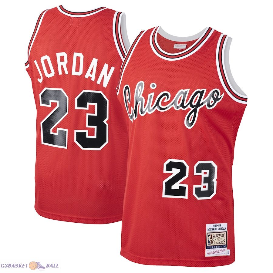 Men's Chicago Bulls Michael Jordan Mitchell & Ness Red 1984/85 Hardwood Classics Rookie Authentic Jersey