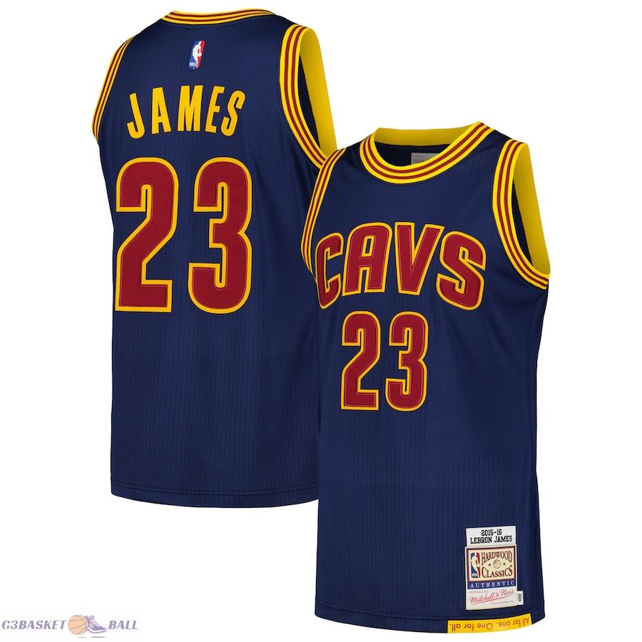 Men's Cleveland Cavaliers LeBron James Mitchell & Ness Navy 2015/16 Hardwood Classics Authentic Jersey