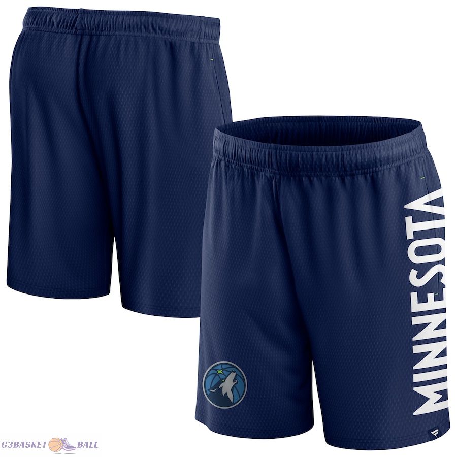 Men's Minnesota Timberwolves Fanatics Navy Post Up Mesh Shorts