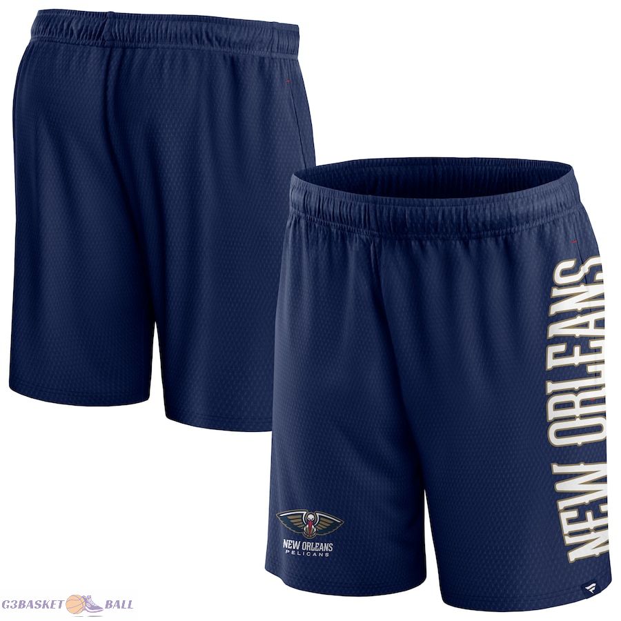 Men's New Orleans Pelicans Fanatics Navy Post Up Mesh Shorts