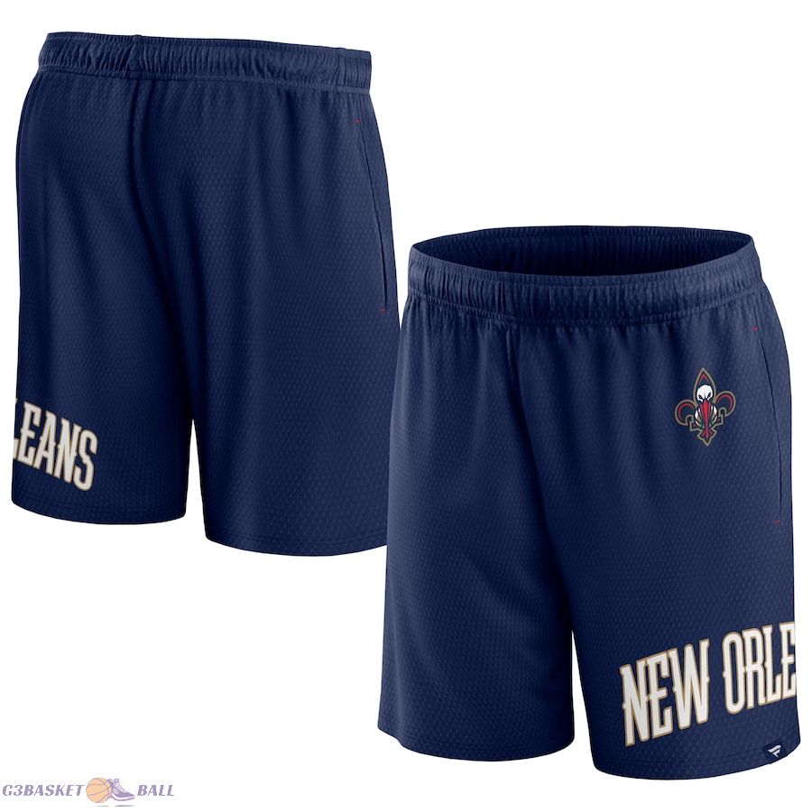 Men's New Orleans Pelicans Fanatics Navy Free Throw Mesh Shorts