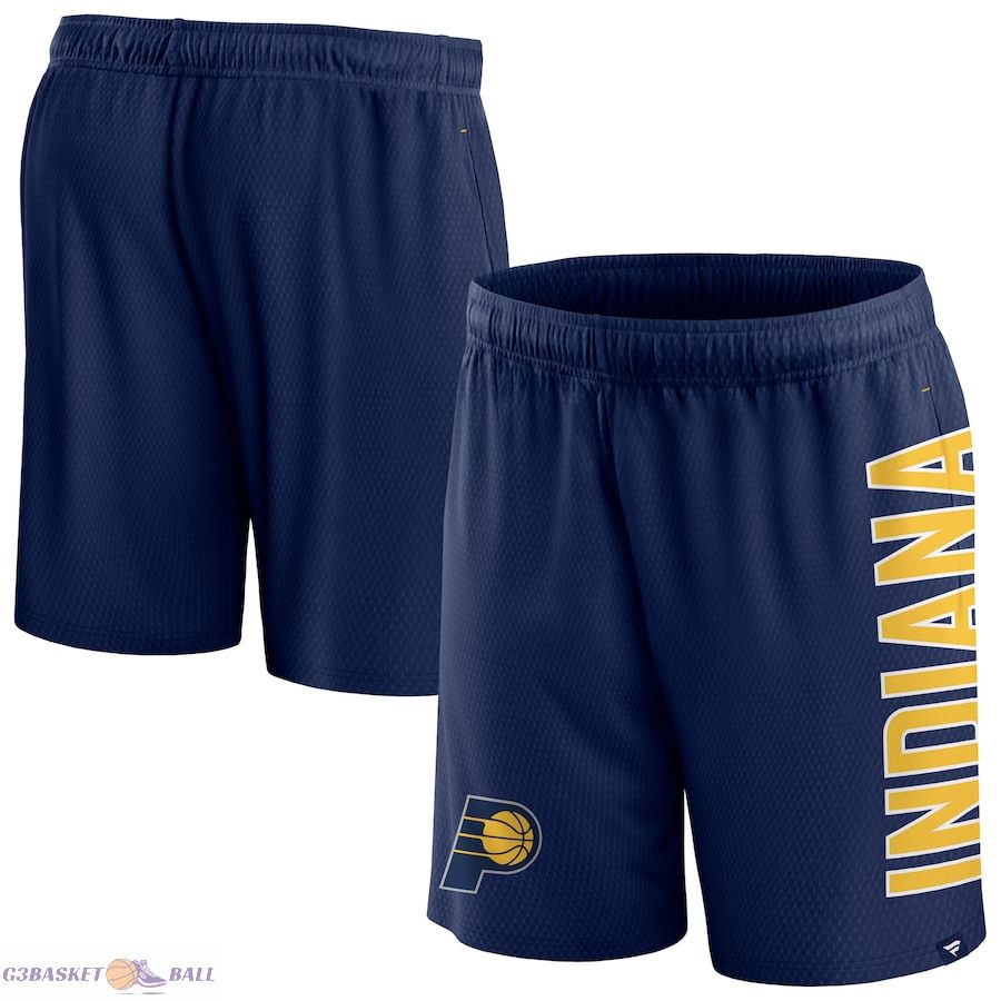 Men's Indiana Pacers Fanatics Navy Post Up Mesh Shorts