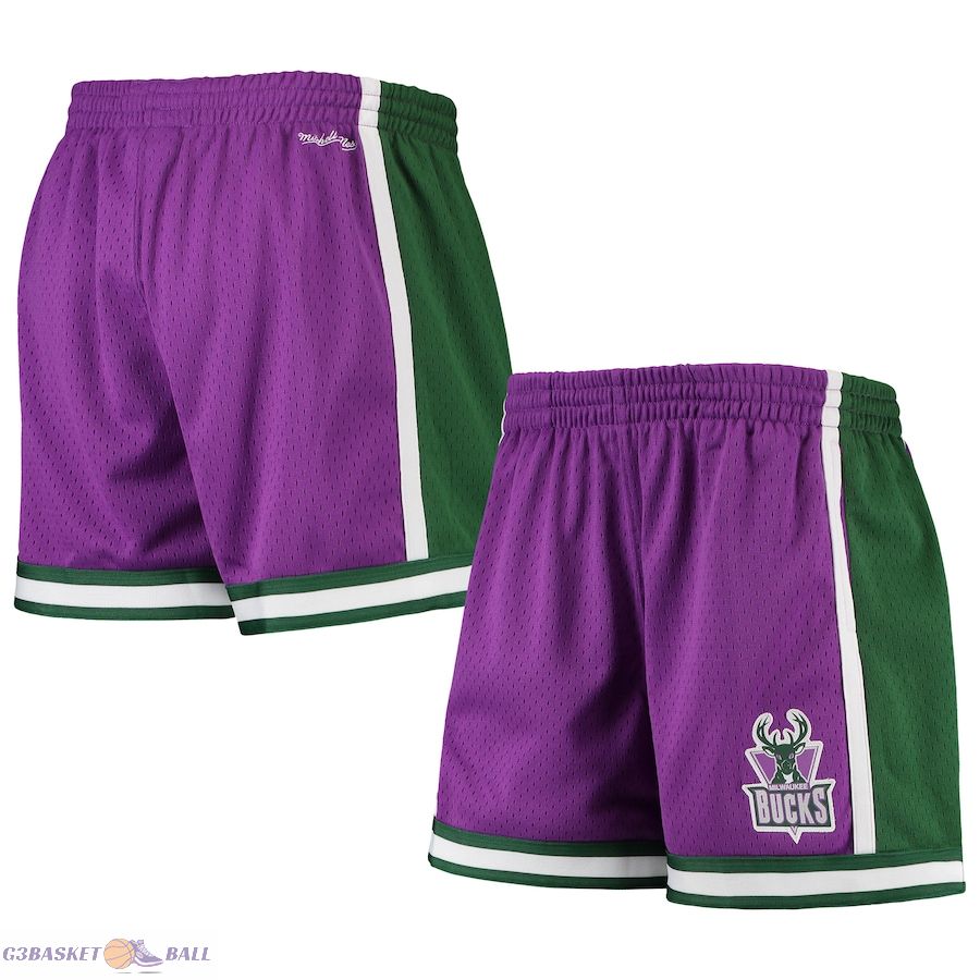 Women's Milwaukee Bucks Mitchell & Ness Purple Jump Shot Shorts