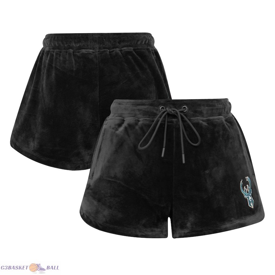 Women's Milwaukee Bucks Pro Standard Black Classic Velour Shorts