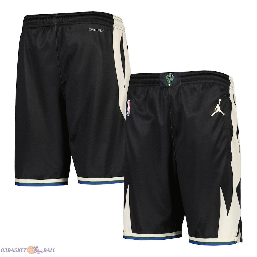 Youth Milwaukee Bucks Jordan Brand Black Statement Edition Swingman Performance Shorts