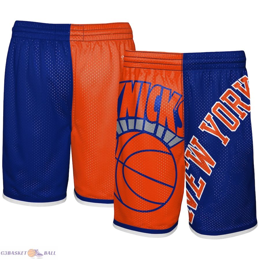 Youth New York Knicks Mitchell & Ness Orange/Blue Hardwood Classics Big Face 5.0 Shorts