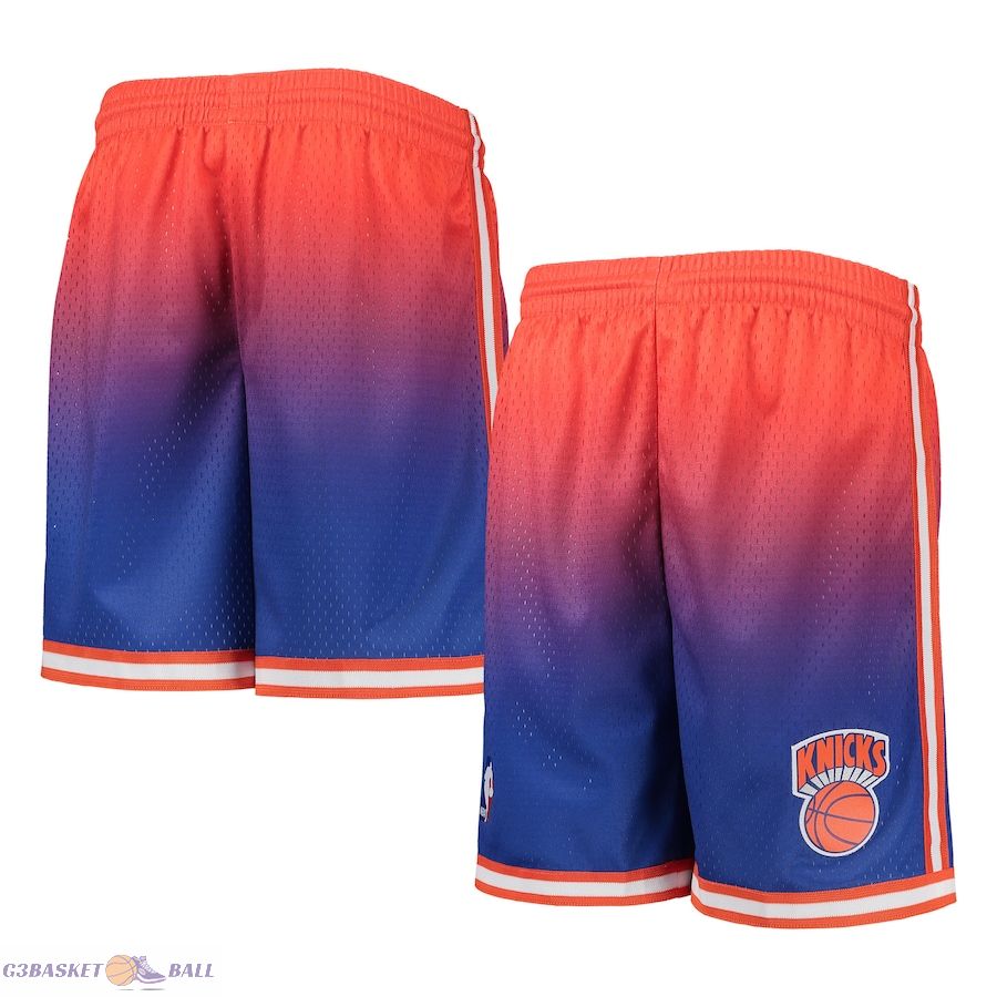 Youth New York Knicks Mitchell & Ness Orange/Royal 1991/92 Hardwood Classics Fadeaway Reload 3.0 Swingman Shorts